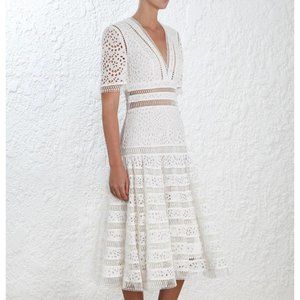 ZIMMERMANN Lovelorn White Long Midi Flutter Dress - NEW Tags - Size AU 0 / XS